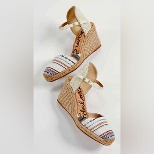 Sam Edelman Payton Espadrille Wedge Size 8 M Stripe Woven Wedge Heel Boho